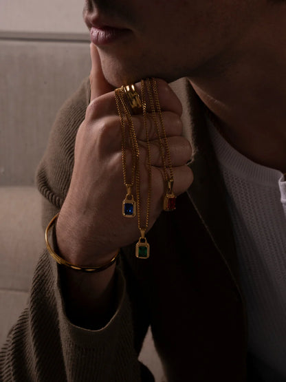 CATENA CON GEMMA OCEANICA | Oro 18K