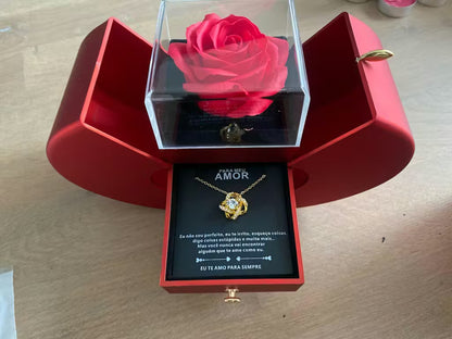 وردة إلى الأبد - صندوق قلب - مع رسالة