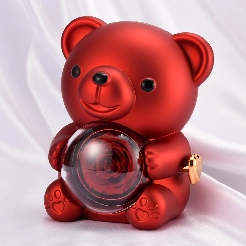 Coffret cadeau collier avec lettre d'amour et ours en peluche surprise