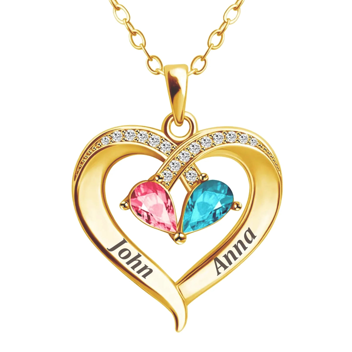 Siempre tuya – Collar de corazón con piedra de nacimiento