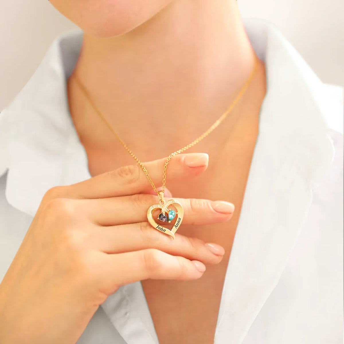 Siempre tuya – Collar de corazón con piedra de nacimiento