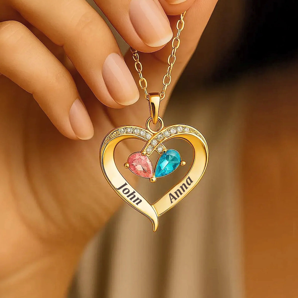Siempre tuya – Collar de corazón con piedra de nacimiento