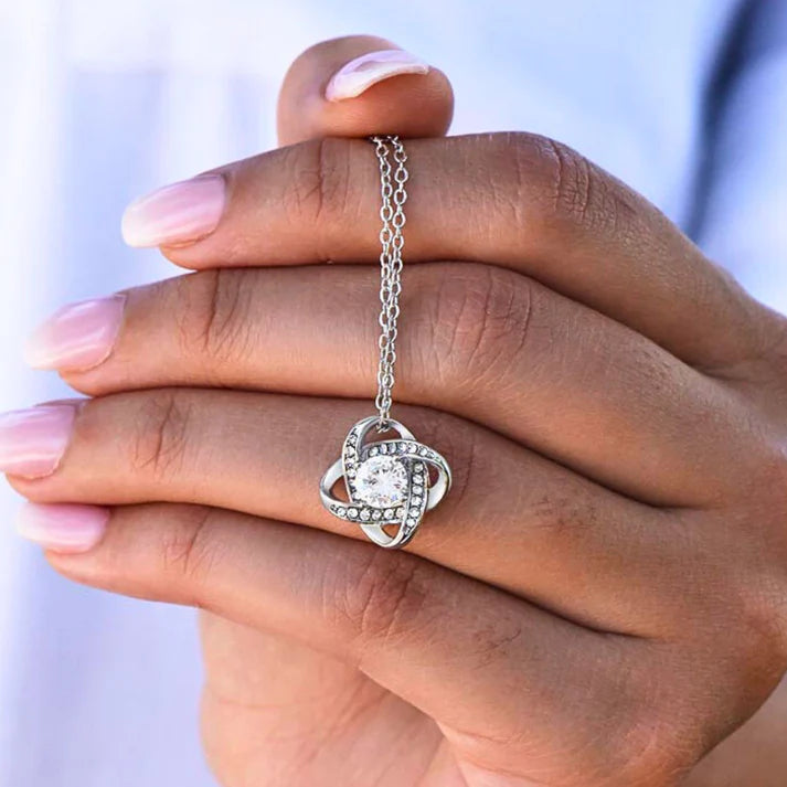 To My Bonus Daughter - "My Family Forever" Love Knot Necklace Gift Set