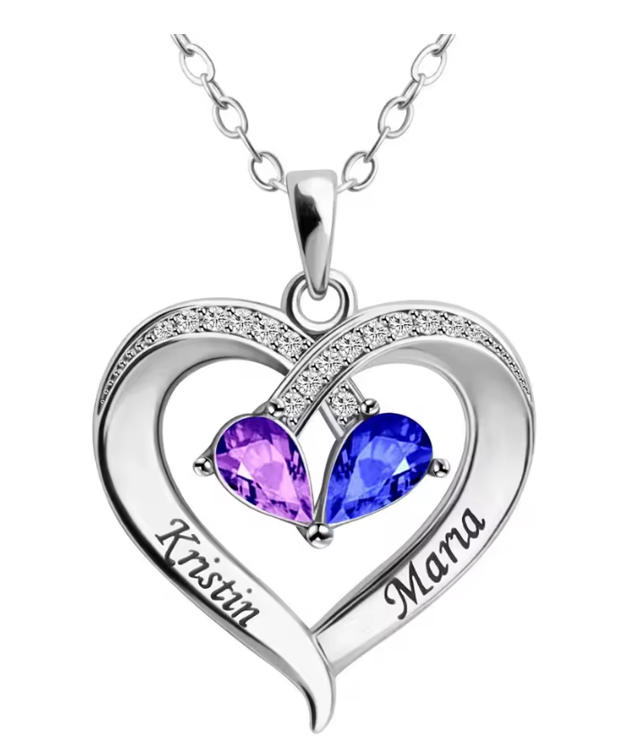 Siempre tuya – Collar de corazón con piedra de nacimiento
