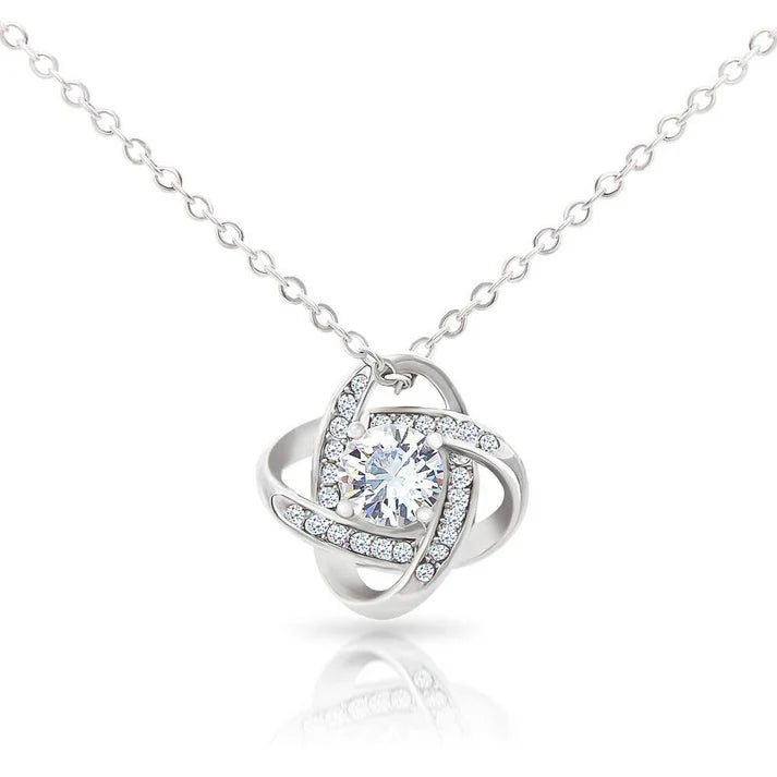 To My Bonus Daughter - "My Family Forever" Love Knot Necklace Gift Set