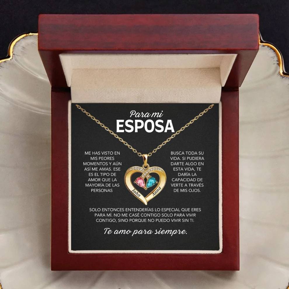 Siempre Tuya – Collar de Corazón con Piedra de Nacimiento Verdo