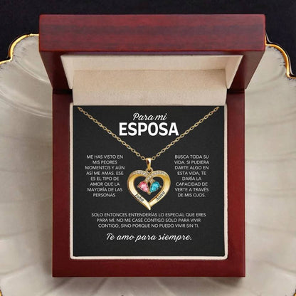 Siempre Tuya – Collar de Corazón con Piedra de Nacimiento Verdo